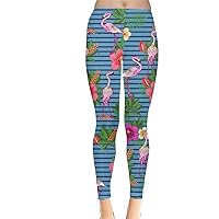 CowCow Womens Retro Roses Lace Floral Sexy Pattern and Girly Flamingo Bird Stretch Leggings, XS-5XL