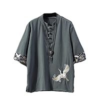 Chinese Style Button -Shirt Summer Short-Sleeved Shirt Loose Large Kimono Men