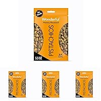 Wonderful Pistachios No Shells, Honey Roasted Nuts, 5.5 Ounce Resealable Bag, Protein Snack, On-the Go Snack (Pack of 4)