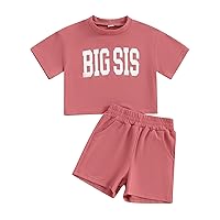 Ayalinggo Toddler Baby Boy Girl Matching Outfit Lil Sis Big Bro Little Sister Brother Clothes Oversize Summer Shorts Set