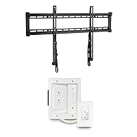 SANUS TV Wall Mount - Universal Low Profile Fixed TV Mount Bracket & in-Wall TV Power Cable Management Kit