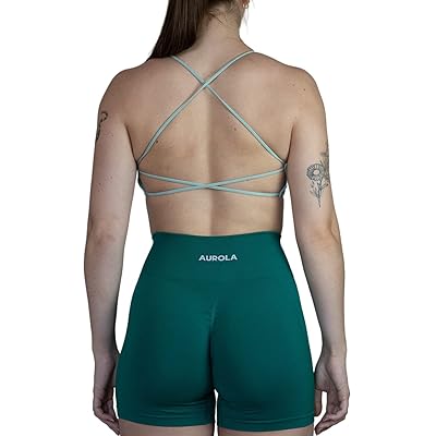 AUROLA Workout Sports Bras Women Athletic Removable Backless Strappy Criss  Cross Light Support Gym Fitness Yoga Crop Bra