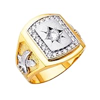 14k White Gold and Yellow Gold Mens CZ Cubic Zirconia Simulated Diamond Ring Size 10 Jewelry Gifts for Men