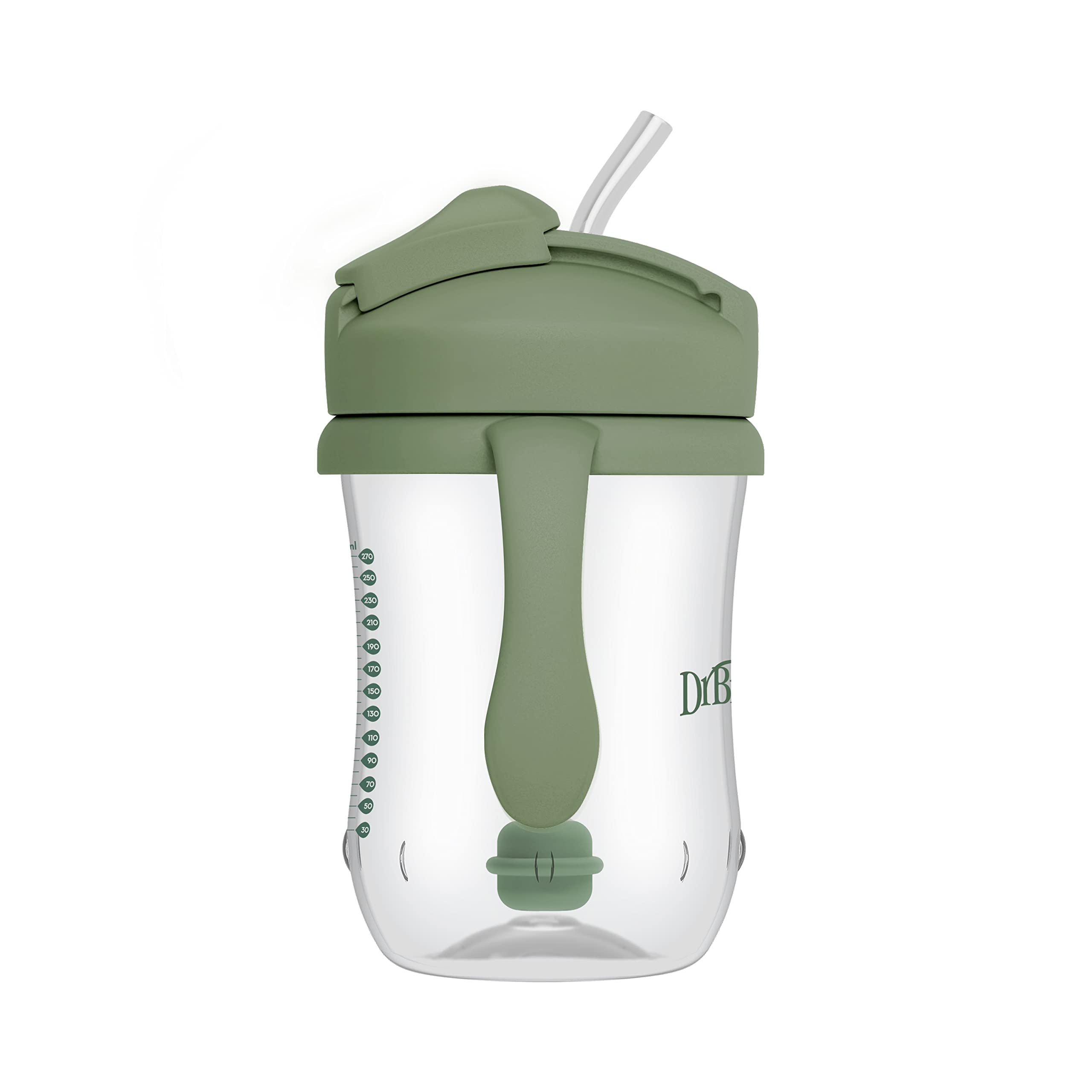 Dr. Brown's Milestones, Baby's First Straw Cup Sippy Cup with Straw, 6m+, 9oz/270ml, 2 Pack, Coral & Olive Green, BPA Free