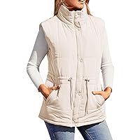 Women Color Print Plush Vest Zipper Sleeveless Lapel Loose Coat with Pocket