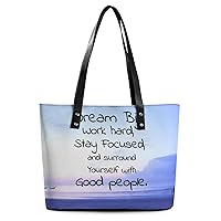 Womens Handbag Quote Leather Tote Bag Top Handle Satchel Bags For Lady