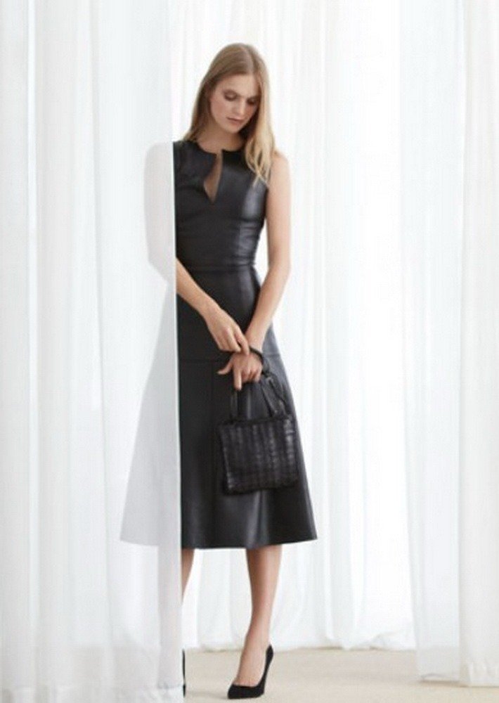 Angel&Lily A-line Skirt Slim Below Knee Faux Leather Dress plus1x-10x(SZ16-52)
