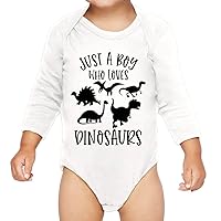 Just a Boy Who Loves Dinosaurs Baby Long Sleeve Onesie - Dinosaur Themed Boy Gift - Cute Boy Present