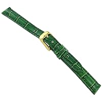 14mm DB Baby Crocodile Grain Green Padded Stitched Watch Band Strap