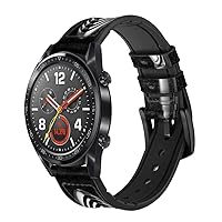 CA0192 Retro Microphone Jazz Music Leather Smart Watch Band Strap for Wristwatch Smartwatch Smart Watch Size (24mm)
