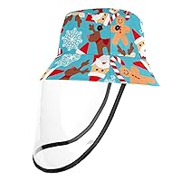 Sun Hats for Men Women Outdoor UV Protection Cap with Face Shield, 22.6 Inch for Adult Cute Christmas Tree