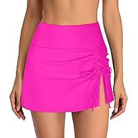 Womens High Waisted Skirt Bottoms Tummy Control Swim Skirt Drawstring Ruched Bathing Suits Sports Yoga Shorts Skirt