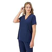 Hanes Women's Scrubs Healthcare Top, Moisture-Wicking Stretch Scrub Shirts, Ribbed Side Panels