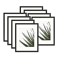 Golden State Art, 11x14 Frame with Ivory Mat for 8x10 Pictures, Wood Finish Style Frame Perfect for Gallery Wall Art, Landscape, Weddings (Black, 8 Pack)