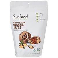 Sunfood Superfood Organic Brazil Nuts - Raw | 8 oz. Bag, 7 Servings | Rich in Protein, Fiber, Healthy Fats - Low Temperature Dried to Preserve Nutrients - No Preservatives or Additives | Vegan