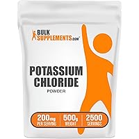 BulkSupplements.com Potassium Chloride Powder - Potassium Supplement Powder, Potassium Chloride Salt Substitute, Potassium Salt - Gluten Free, 200mg per Serving, 500g (1.1 lbs) (Pack of 1)