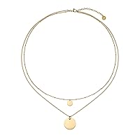 GD GOOD.designs EST. 2015 Double chain for ladies with platelets - waterproof coin necklace double-row in gold, silver or rose gold I Layered platelet chain made of stainless steel
