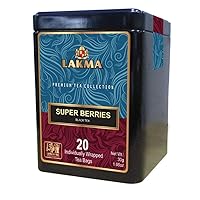 Lakma Black Tea with Hibiscus & Berries - 20 Tea Bags - (1 Pack) - Premium Collection in Metal Gift Tin