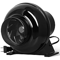iPower 4 Inch 230 CFM Inline Duct Ventilation Quiet Exhaust Vent Blower for HVAC Hydroponics Grow Tent, Attic, Basements or Kitchens, Upgrade Fan, New, Black