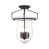 Livex Lighting 50297-07 Americana Four Light Ceiling Mount from Canterbury Collection in Bronze/Dark Finish