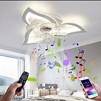 LED Ceiling Fan with Lamp and Remote Control, Dimmable, Quiet Fan Ceiling Light with Lighting and Bluetooth Music Speaker, Modern Fan Ceiling Light for Bedroom, Living Room, Dining Room