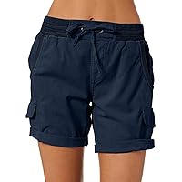 Dokotoo Womens Relaxed Fit High Waist Casual 4 Pocketed 2024 Hiking Outdoor Summer Shorts S-XL