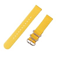 Clockwork Synergy - 2 Piece Heavy NATO Watch Band Straps - Yellow - Brushed Steel Hardware - 20mm for Men Women