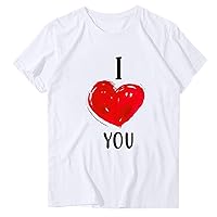 I Love You Letter Shirt Women Mother's Day Tops Cute Love Heart Graphic Casual T-Shirts Short Sleeve Mama Gift Tees