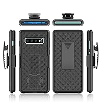 Case Compatible for Samsung Galaxy S10+ Plus Belt Clip Holster Cover Shell Kickstand Criss Cross Black New Plaid Design