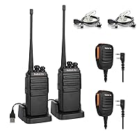 2 Pack Radioddity GA-2S Long Range Walkie Talkies for Adults UHF Two Way Radio Rechargeable with Micro USB Charging + 2 Pack Radioddity RS22 Radioddity RS22 Remote Speaker Mic with Clear Sound