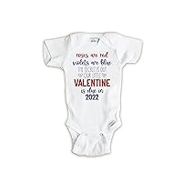 Valentine's Day Pregnancy Announcement, Little Valentine, Roses are Red Violets are Blue, Baby Reveal (6-9 months, white)