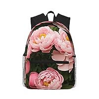Peony Flower Backpack Fashion Printing Backpack Light Backpack Casual Backpack With Laptop Compartmen