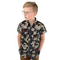 STAR WARS Boys Hawaiian Print - Boba Fett Floral Button Down Shirt
