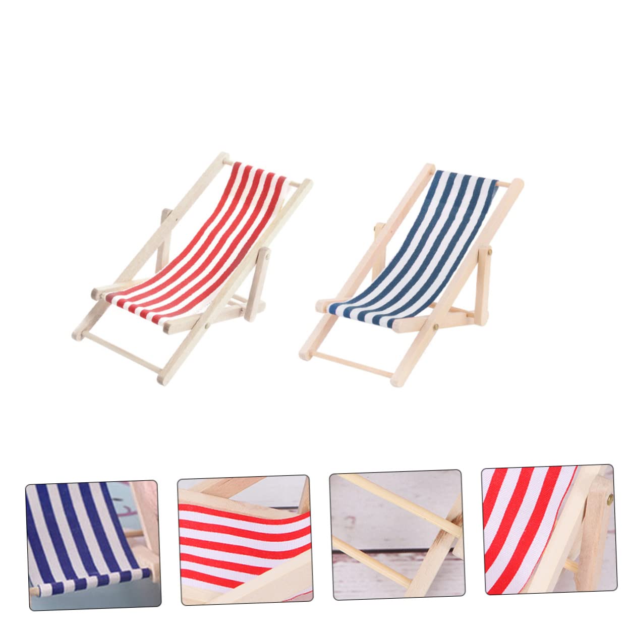 12 Pcs Deck Chair Model Miniature Beach Furniture Tiny Table Foldable Chairs for Outside Miniature Beach Chair Micro Toys Deck Awning Folding Chairs Outdoor Product Seaside Cloth