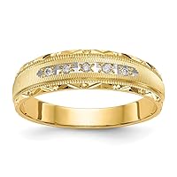 14k Prong set Gold 1/20 Carat Diamond Trio Mens Wedding Band Size 10.00 Jewelry for Men