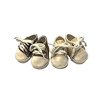2 Pack Canvas Tennis Shoes Fits 18 Inch Girl Dolls- 18 Inch Doll Shoes (Choclate Brown/ Khaki)