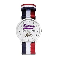 Future Cyclist Nylon Watch Adjustable Wrist Watch Band Easy to Read Time with Printed Pattern Unisex