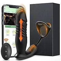 3IN1 APP Control 6 Thrusting Telescopic Anal 6 Vibrator Penis Ring Bluetooth Men's Masturbator Sex Toys for Men Gay Butt Plug Male Prostate Massage (App +Remote)
