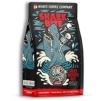 Bones Coffee Company Shark Bite Buttered Rum Flavored Coffee | 12 oz Flavored Ground & Coffee Beans | Vegan Low Acid Medium Roast Coffee Beverages (Ground)