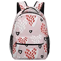 Large Carry on Travel Backpacks for Men Women Pink Hearts Polka Dots Business Laptop Backpack Casual Daypack Hiking Sports Bag