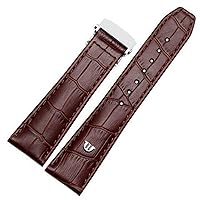 for Maurice Lacroix Eliros watchband First Layer Calfskin 20mm 22mm with Folding Buckle Black Brown Cow Genuine Leather Strap (Color : 10mm Gold Clasp, Size : 22mm)