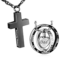 XIUDA Cross Cremation Urn Necklace for Ashes Eternal Memory Carved Keepsake Stainless Steel Urn Jewelry Memorial Ash Holder