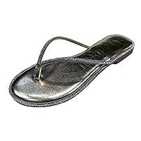 Toe Slides for Women Low Heel Rhinestone Herringbone Sandals Women Home Slippers