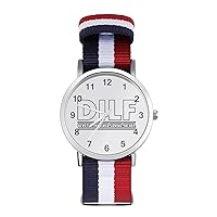 DILF Devoted Involved Loving Father Wrist Watch Adjustable Nylon Band Outdoor Sport Work Wristwatch Easy to Read Time