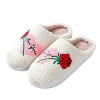 Menore Cute House Slippers for Womens Mens Retro Soft Warm Fuzzy Slippers Memory Foam Cloud Slides Slip-on Cozy Winter Indoor Bedroom Pillows Flat Shoes