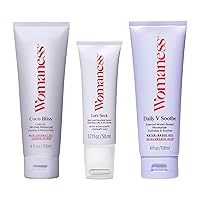 Womaness Menopause Bundle - Coco Bliss, External Coconut Oil-Based Hydrator (4oz) + Daily V Soothe, External Water-Based Hydrator (4oz) + Let's Neck, Firming Serum (1.7 Fl Oz) - 3 Products