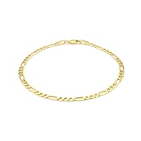 PORI JEWELERS 10K Yellow Gold 3MM Figaro 3+1 Link Chain Bracelet - Size 7