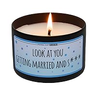 Moonlight Makers Look At You Getting Married And S*** Candle, Sea Salt & Orchid Scented Handmade Candle, Natural Soy Wax Candle, 25+ Hour Burn Time, 8oz Tin