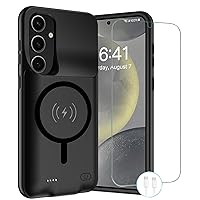 Wireless Charging Case for Galaxy S24 , 2024 Newest 10000mAh Rechargeable Portable Charging Case Compatible with Galaxy S24 5G (6.2 inch) with Carplay Extended Battery Pack Charger Power Case (Black)