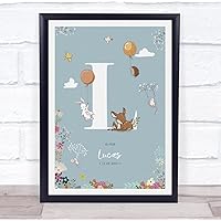 The Card Zoo New Baby Birth Details Christening Nursery Woodland Animals Initial L Gift Print